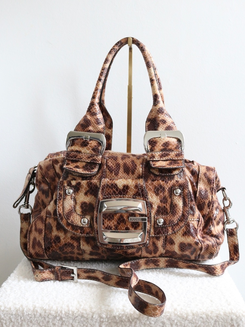 Vintage Y2K Guess Leopard Print Shoulder Bag
